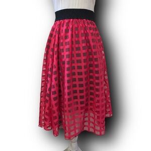 NWT Red Cage Midi Skirt Cottagecore Retro Vibes